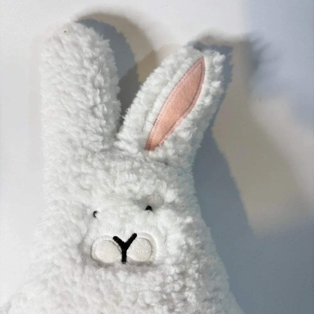 White Sherpa Bunny Rabbit Decorative Throw Pillow Plush Accent 15 Inch